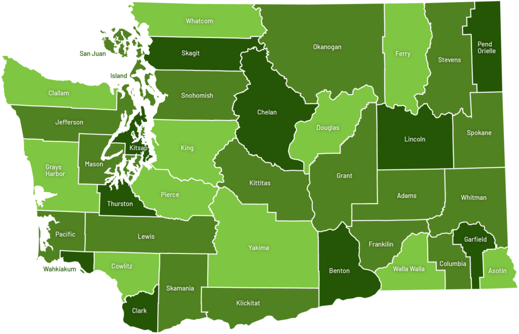 Washington counties map.